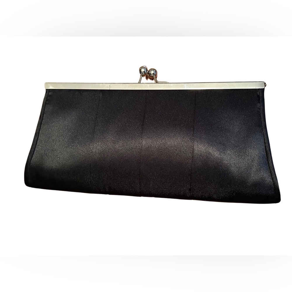 Vintage Black Pleated Clutch Bag With Detachable Strap Formal Evening 90s Witchy